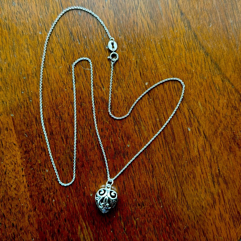 Sterling Silver Filigree Heart Pendant 18”